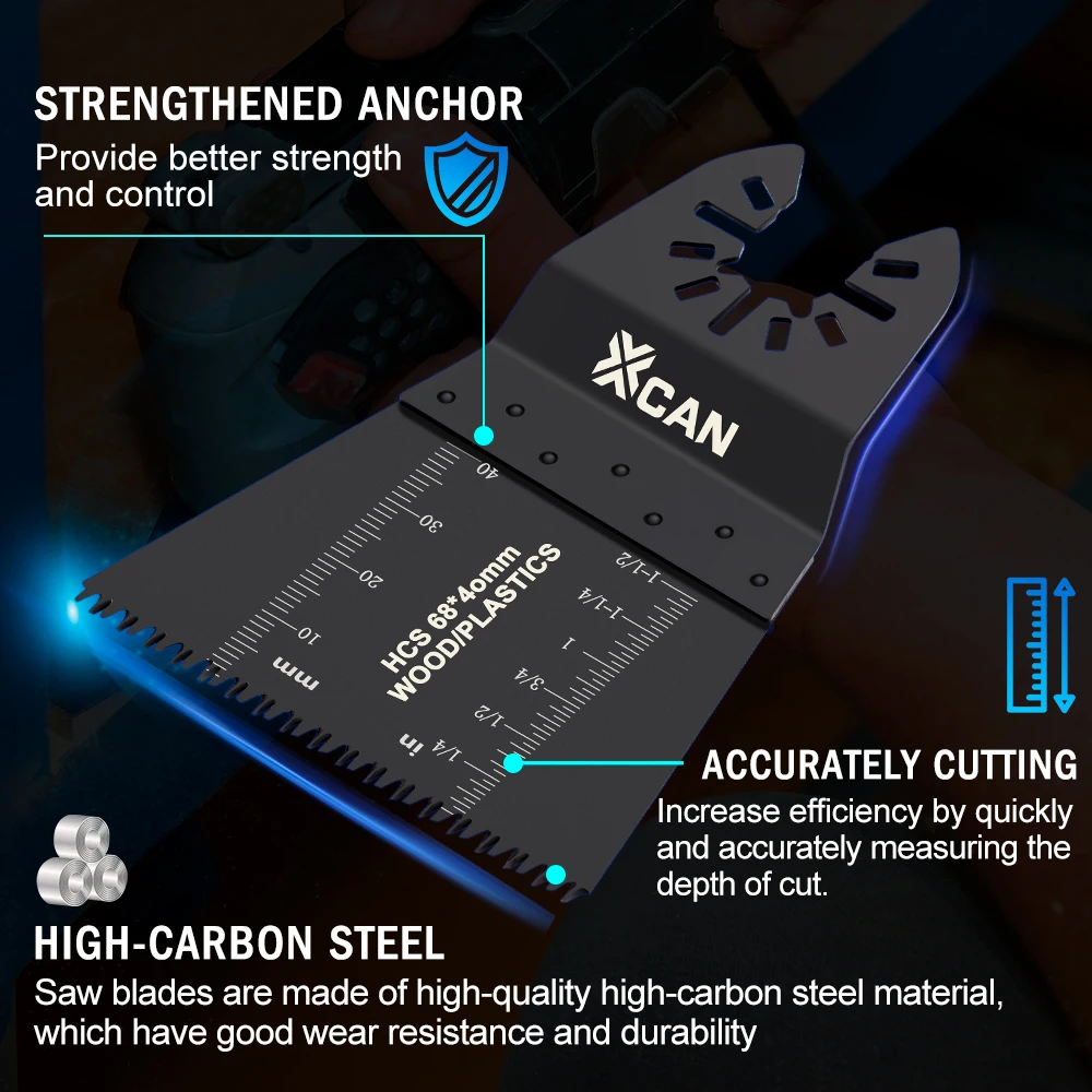 XCAN 1/2/5/10pcs 68mm Oscillating Saw Blade Multi-Function HCS Saw Blades Quick Release Cutter For Wood DIY Power Tools