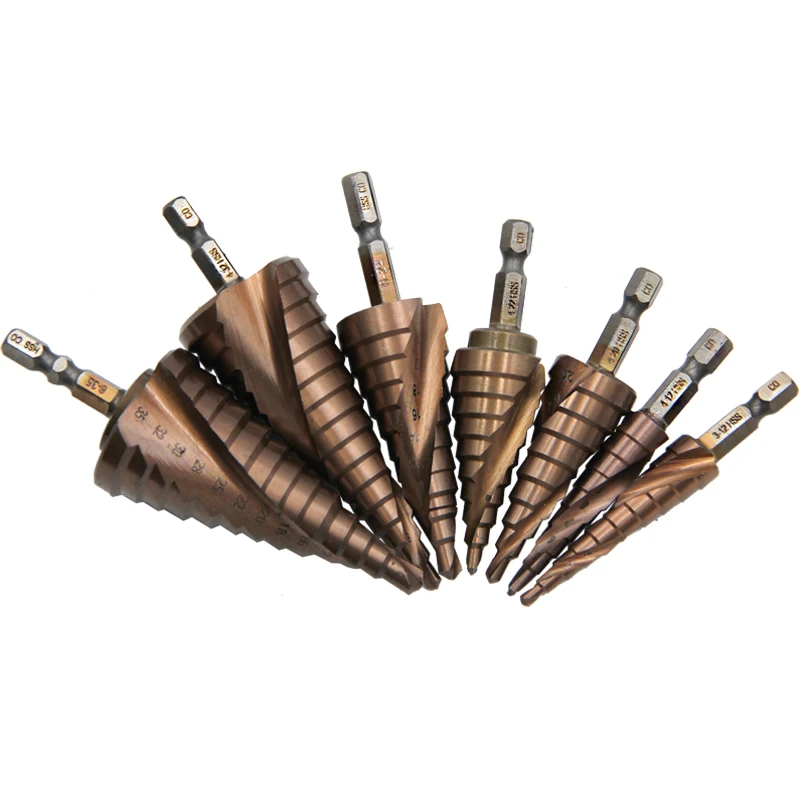 4-12/4-20/4-32mm M35 cobalt containing step drill pagoda hole opener hexagonal spiral drill cutting tool power tool accessories