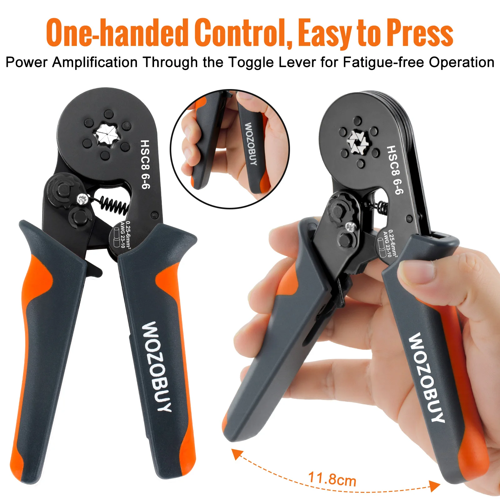 Hexagonal Self-Adjustable Ratchet Ferrule Crimping Tool Kit 23-7AWG 0.25-10mm² Crimper Kit with Ferrule Sleeves Wire Terminals