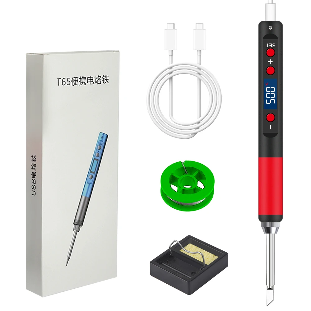 T12 Series T65 Digital Electric USB Soldering Iron Kit Set Mini Smart Adjustable Temperature Welding Tool 180-500℃ wireless