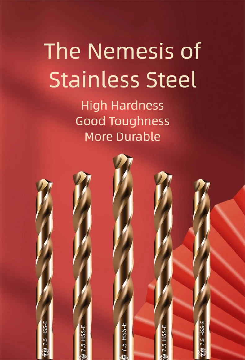 TG High Speed Steel 6542 Hexagonal Shank Twist Drill with Handle for Metalworking Stainless Steel Metal Drilling 1.5-13mm Tools