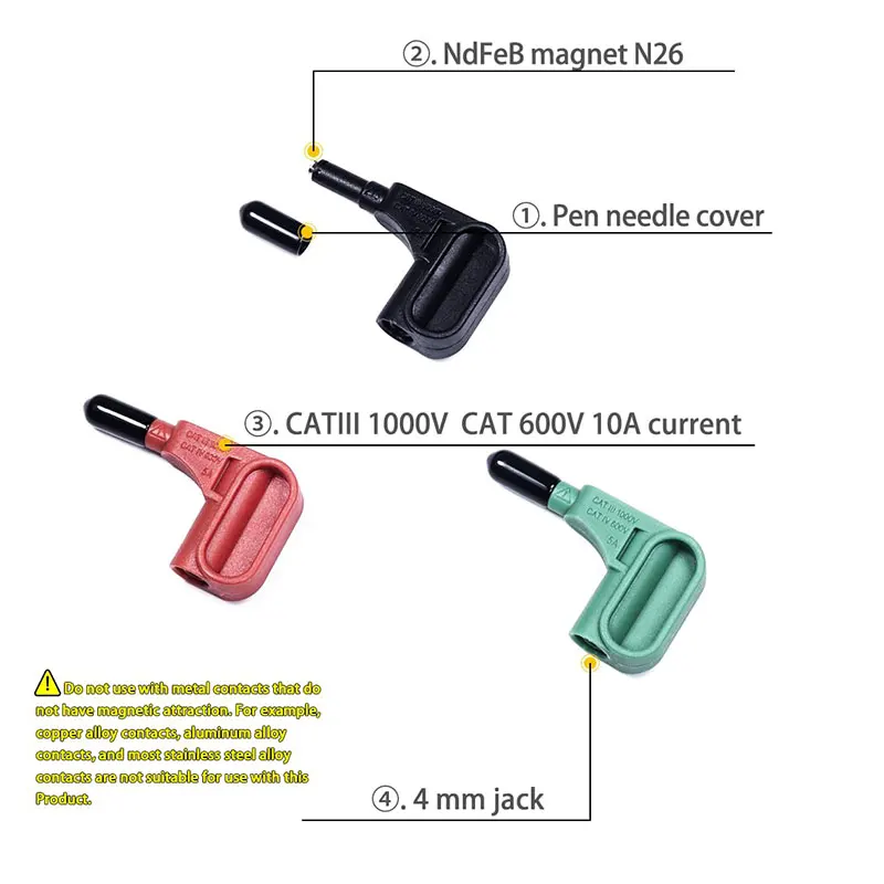 5PCS/2PCS/3PCS Magnetic Test Probe, Back Probe, Suitable For Quick Linking Of Digital Multimeters And Megohmmeters