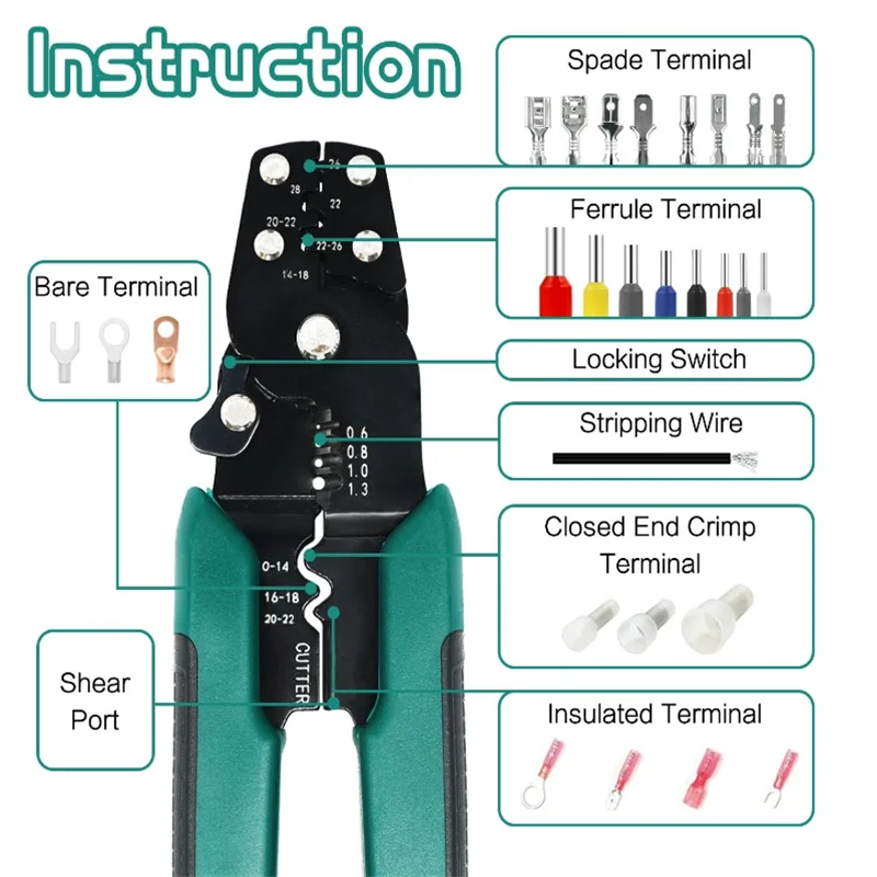 Multi-Function Mini Electric Terminal Crimping Pliers With Wire Stripping Cutting Hand Crimping Tool Multiple Connector