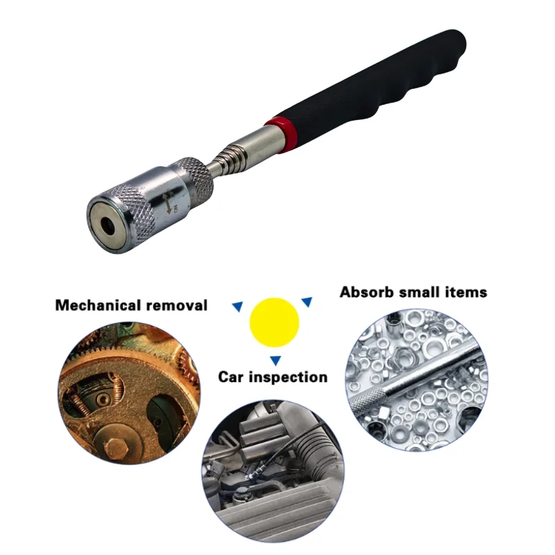 1pc Portable Magnetic PickUp Tool Magnet Pen Extendable Telescopic Inspection LED Torch Magnet Rod for Picking Up Screws Nut Bol