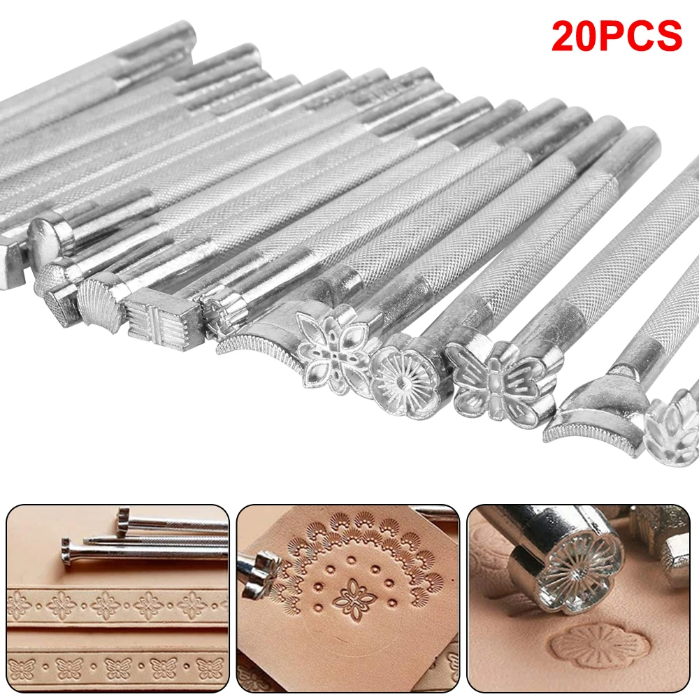 Leather Tool Accessories Stencil Printing Sculpture Knocking Flowers Arts And Crafts 20Pcs Carving Chisel Set DIY Carving