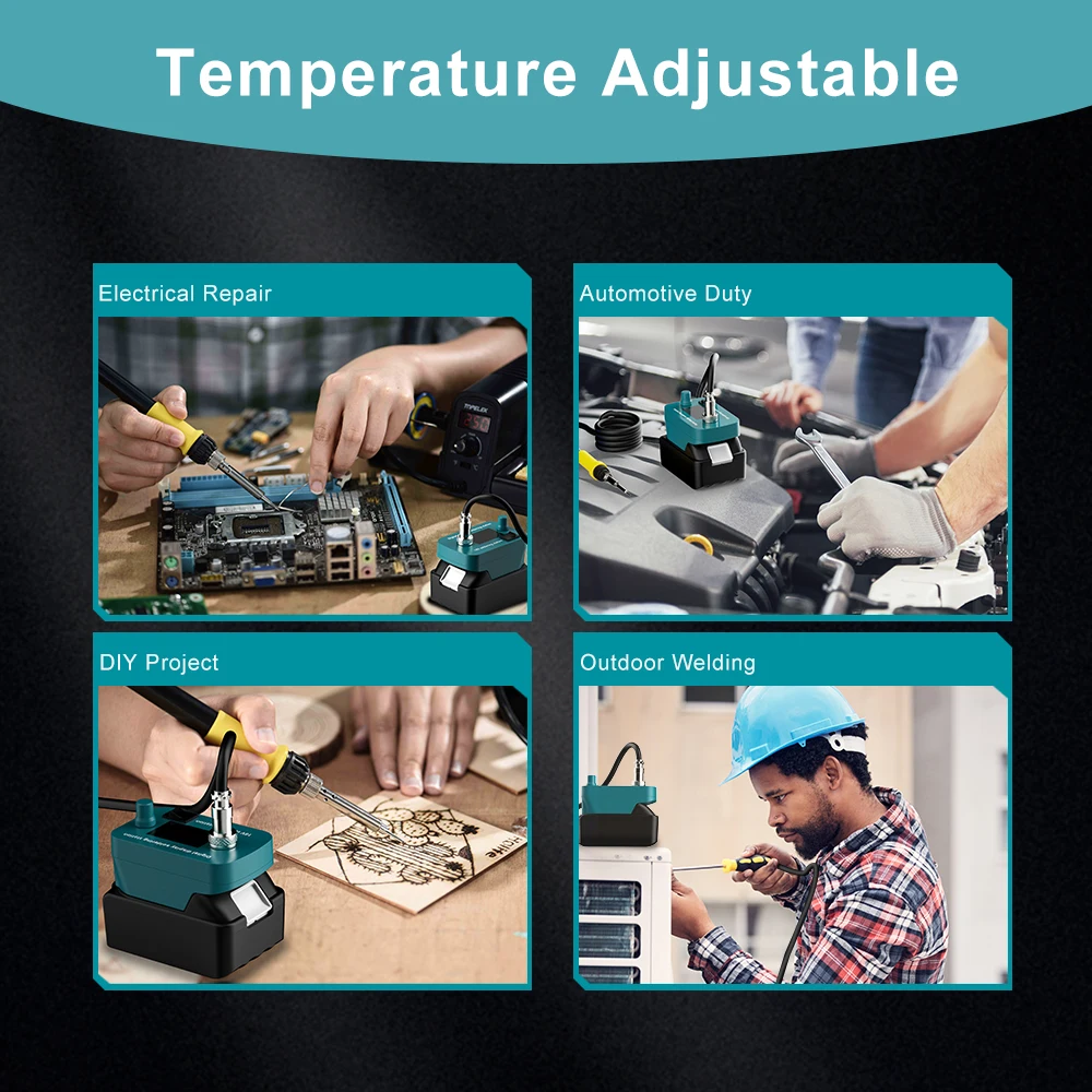 Nananuu Cordless Soldering lron Tool 300-510 Adjustment Fast Heating 60W PCB Soldering Tool For Makita 14.4V-18V Battery