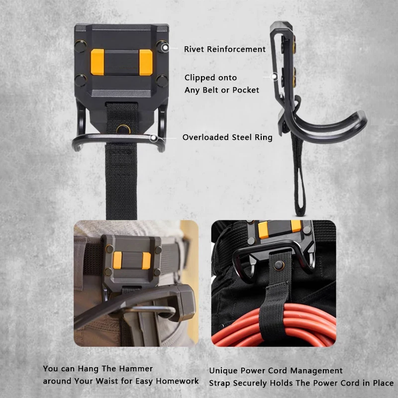 Durable Waist Bag Clip for TOUGHBUILT ClipTech Hubs Tool Pouch Belt Hook Wall Organizer for Construction, Work Gear