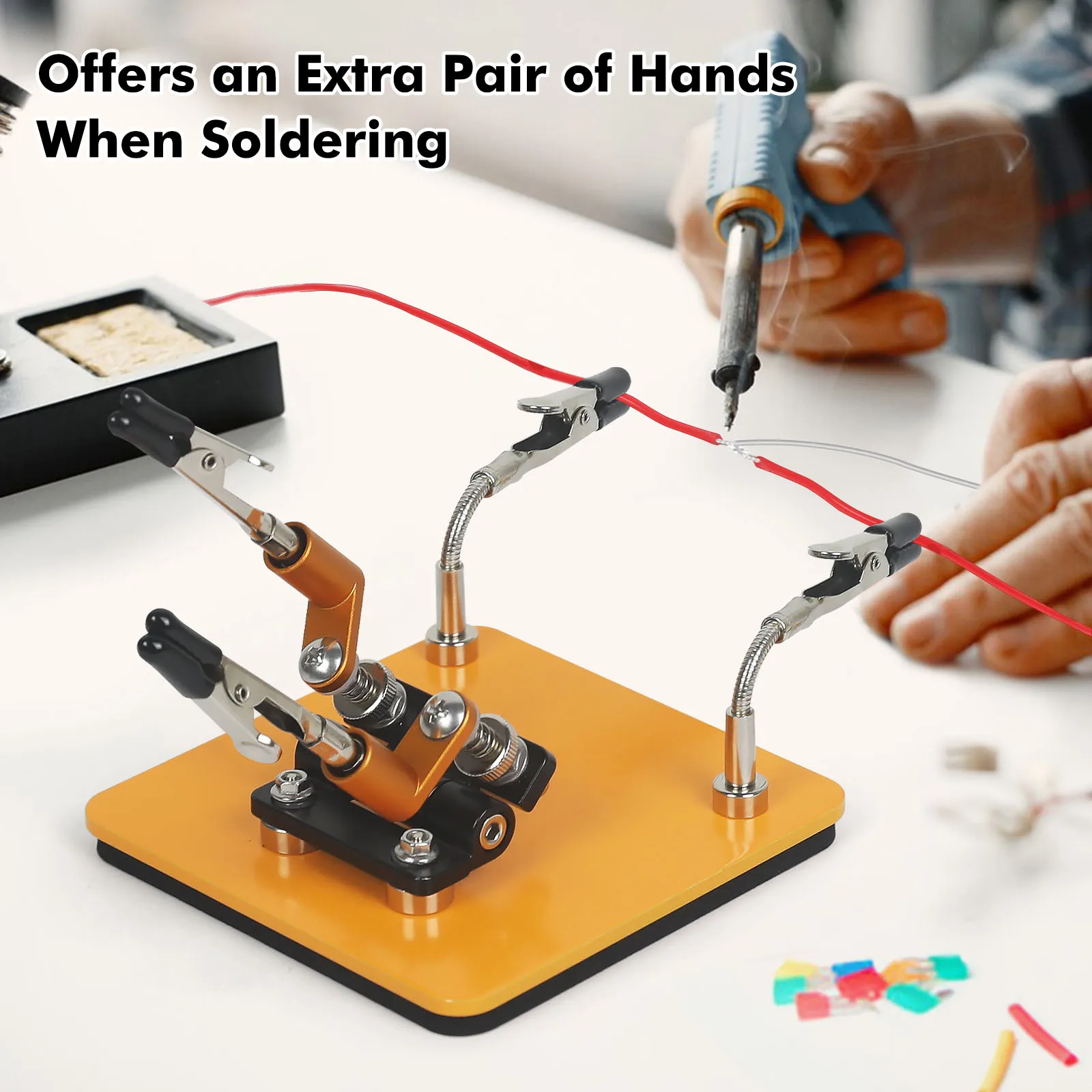 NEWACALOX Mini Welding Workbench Soldering Third Helping Hand Magnetic Flex Arm Custom Alligator Clips Electronic Repair Tools