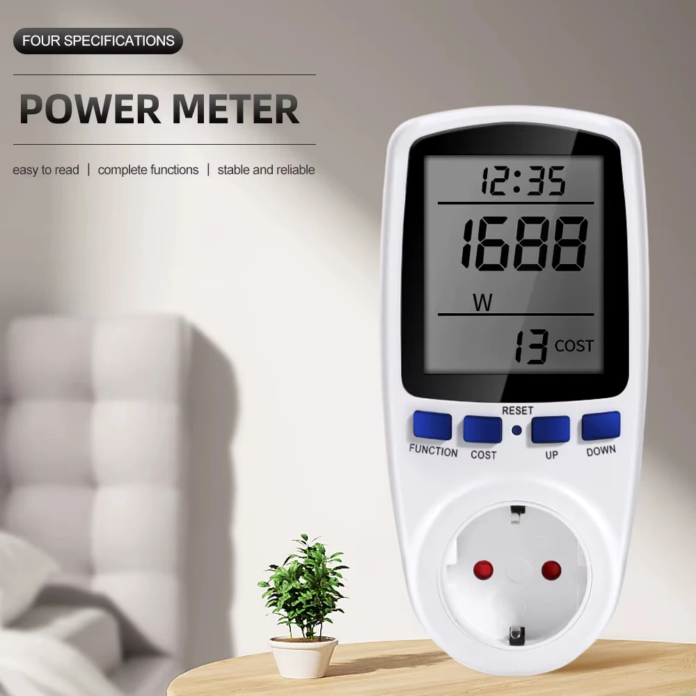 AC 220V EU Plug Digital Energy Power Wattmeter Meter Socket Kwh Wattage Voltage Analyzer Electricity Outlet Power Analyzer