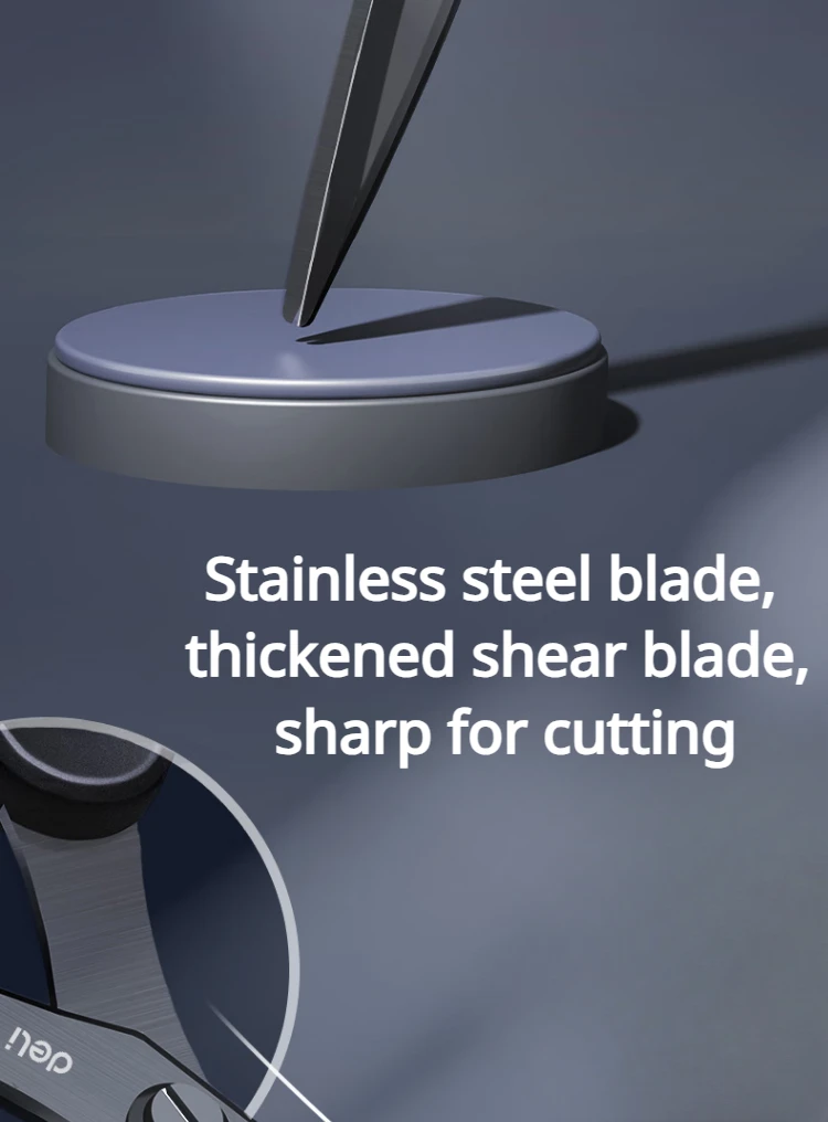 Deli 210/175mm Black Stainless Steel Scissors Business Office Stationery Home Tailor Shears Kitchen Knife Cutter Cutting Tool