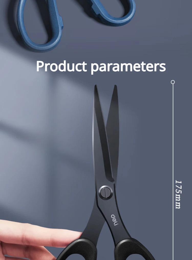 Deli 210/175mm Black Stainless Steel Scissors Business Office Stationery Home Tailor Shears Kitchen Knife Cutter Cutting Tool