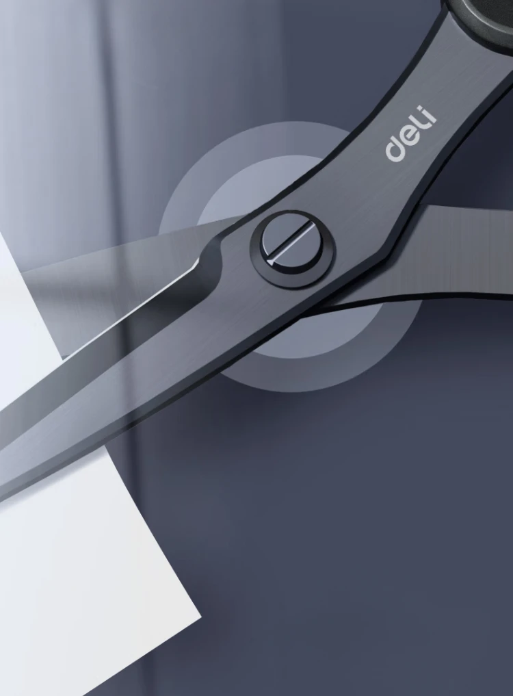 Deli 210/175mm Black Stainless Steel Scissors Business Office Stationery Home Tailor Shears Kitchen Knife Cutter Cutting Tool