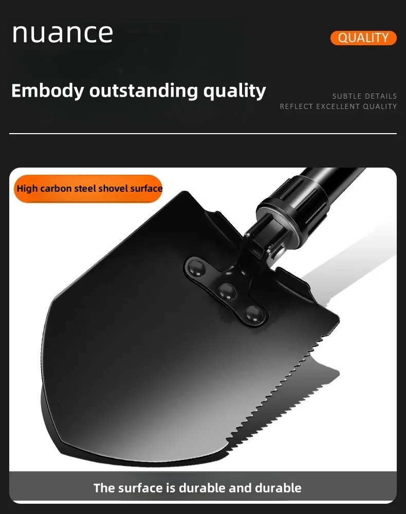 Foldable Engineer Shovel Multifunctional outdoor thickened camping shovel is easy to carry