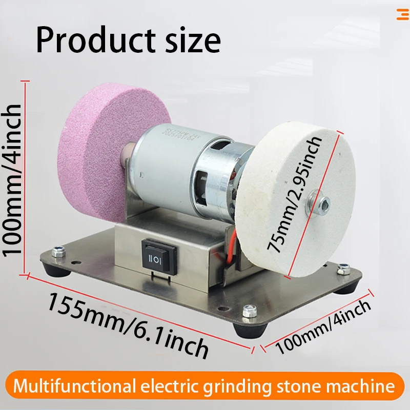 100W Double Grinder Machine Artifact Table Grinder Motor Micro Coarse and Fine Polishing Electric Grinding Wheel Grindig Stone