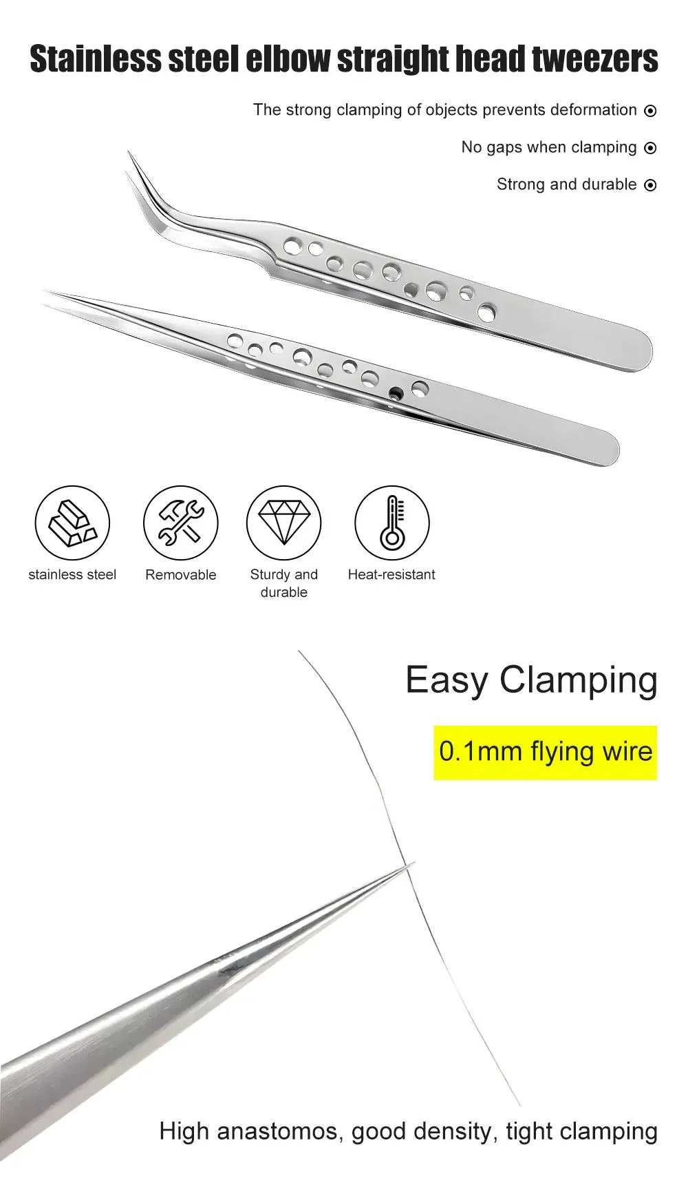 Industrial Tweezers Precision Anti-static Magnetic Soldering Stainless Steel Curved Tip Tweezers CPU IC Repair Clips Hand Tool