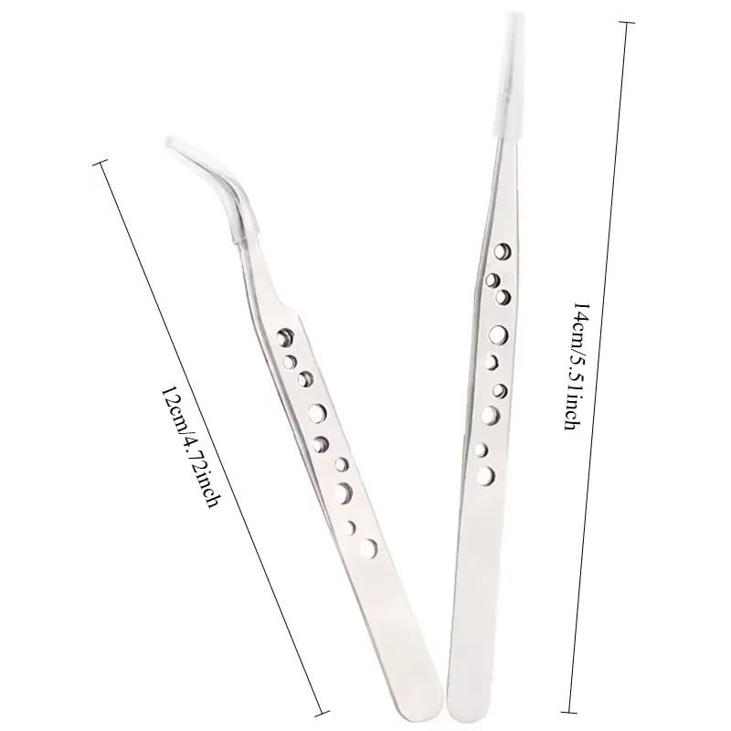 Industrial Tweezers Precision Anti-static Magnetic Soldering Stainless Steel Curved Tip Tweezers CPU IC Repair Clips Hand Tool