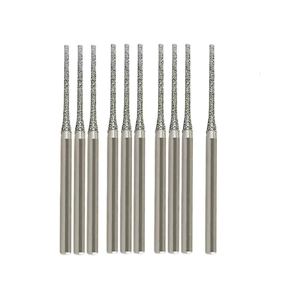 10PCS 0.8-2.5mm Diamond Drill Bits With 2.35mm Shank For Glass Jade Amber Jewelry Tile Stone Drilling