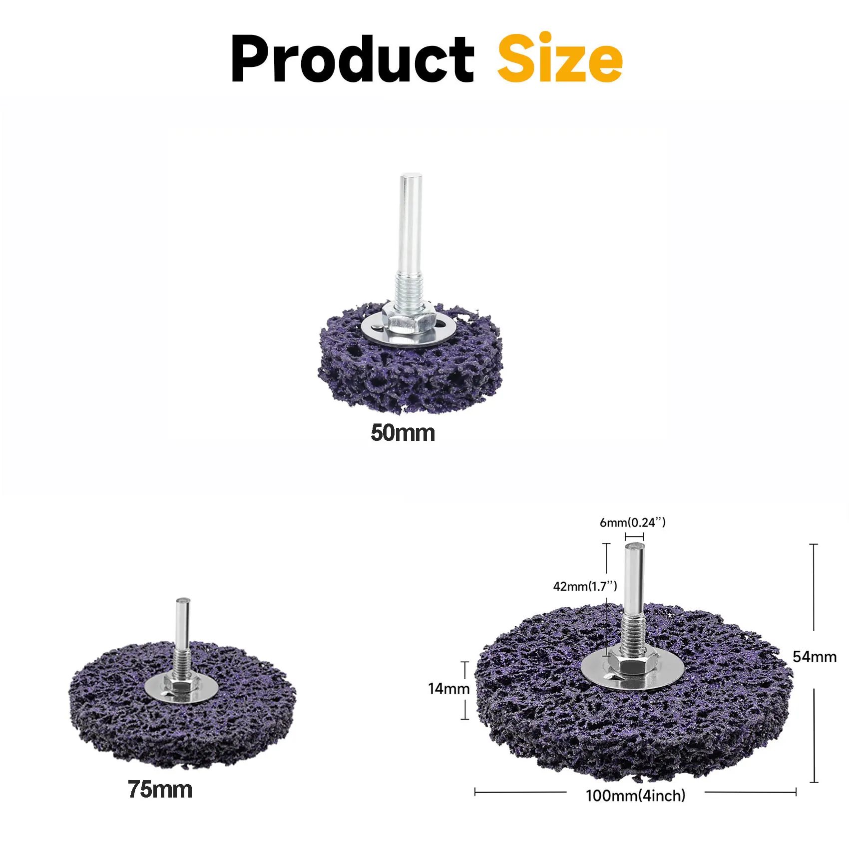 50/75/100mm Coral Stripe Disc 6mm Shank Cleaning Strip Wheel  Drill Rotating Grinding Tool for Metal Rust Removal Deburring 1Pc