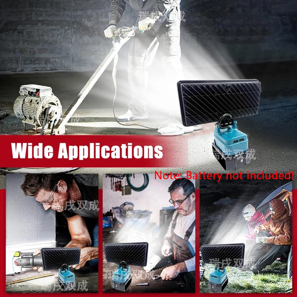 Power Tool Parts for Makita 18V Lithium Battery LED Work Lights Handheld Lamp Spotlights Flashlight Hand Lantern 2 USB Charger