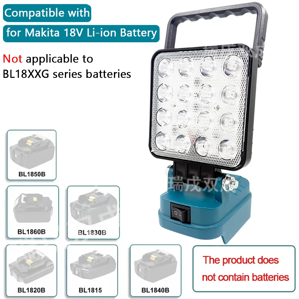 Power Tool Parts for Makita 18V Lithium Battery LED Work Lights Handheld Lamp Spotlights Flashlight Hand Lantern 2 USB Charger