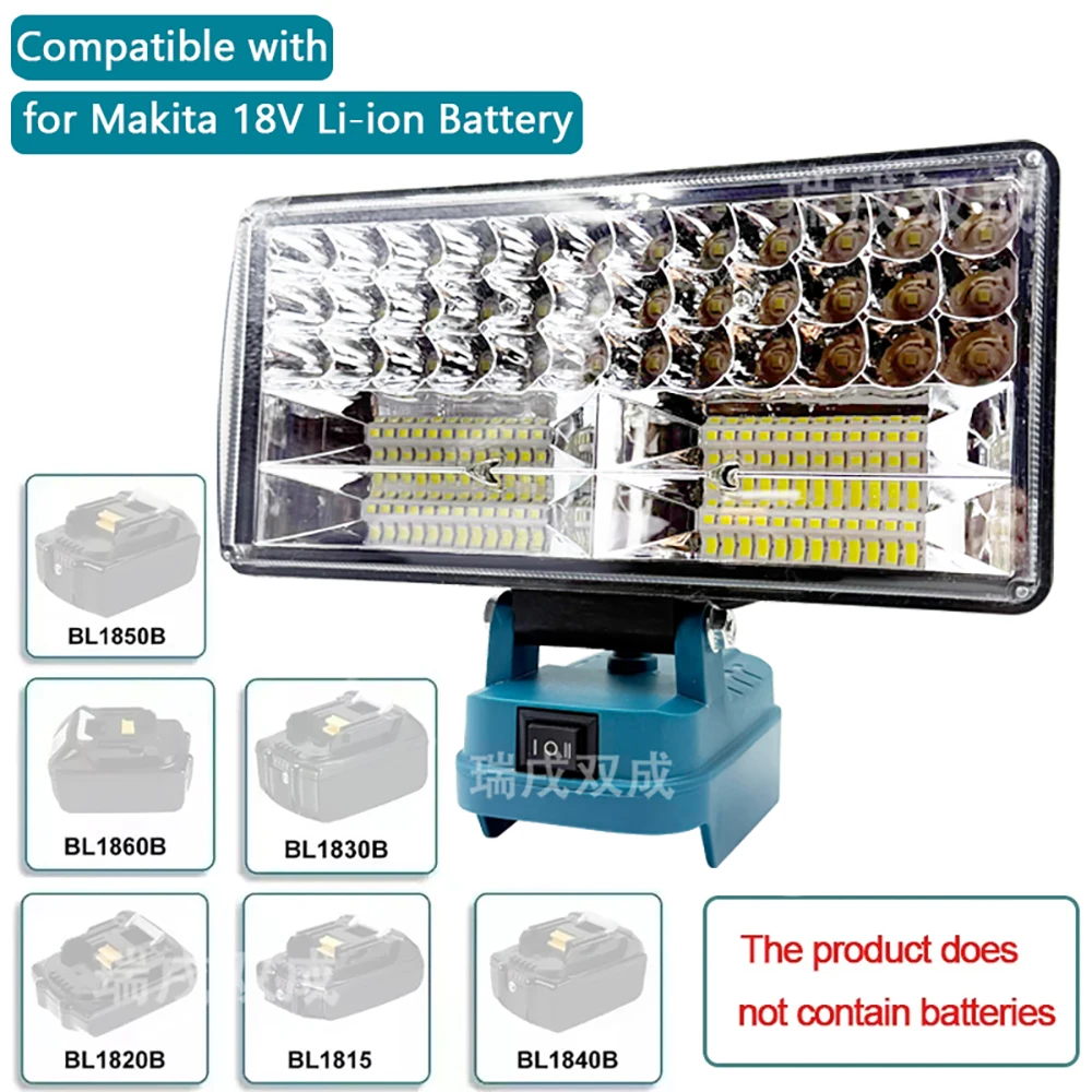 Power Tool Parts for Makita 18V Lithium Battery LED Work Lights Handheld Lamp Spotlights Flashlight Hand Lantern 2 USB Charger