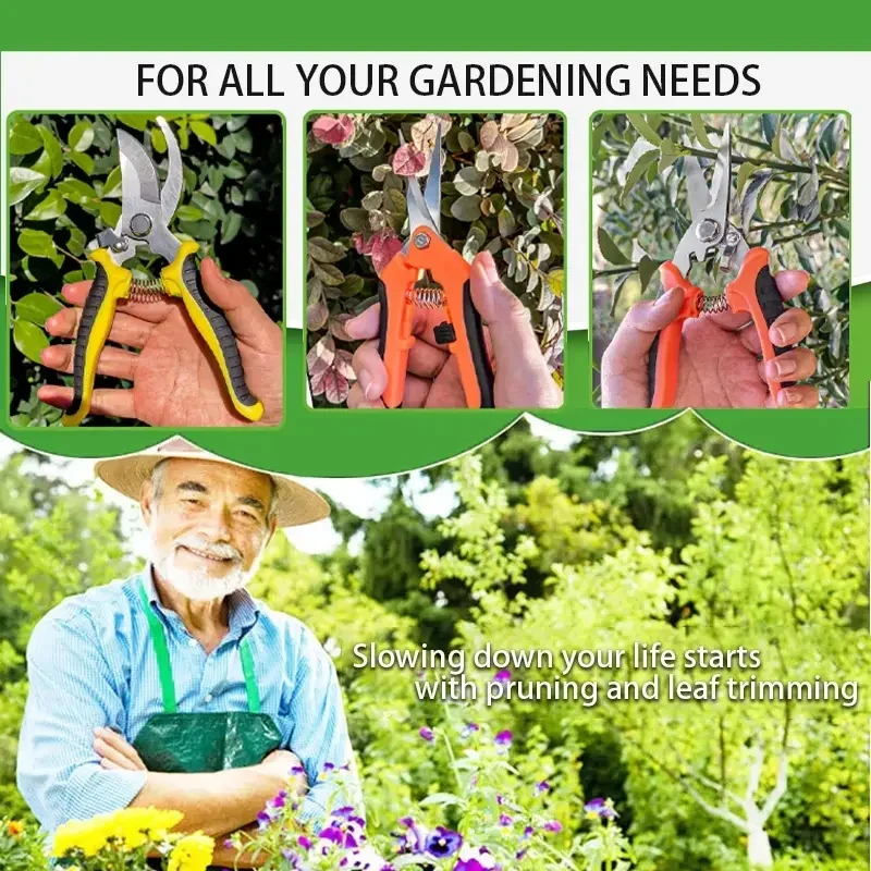 3 Pack Garden Pruning Shears, Stainless Steel Shears, Gardening Shears, Scissors, Garden Clippers, Pruning Snips for Gardening