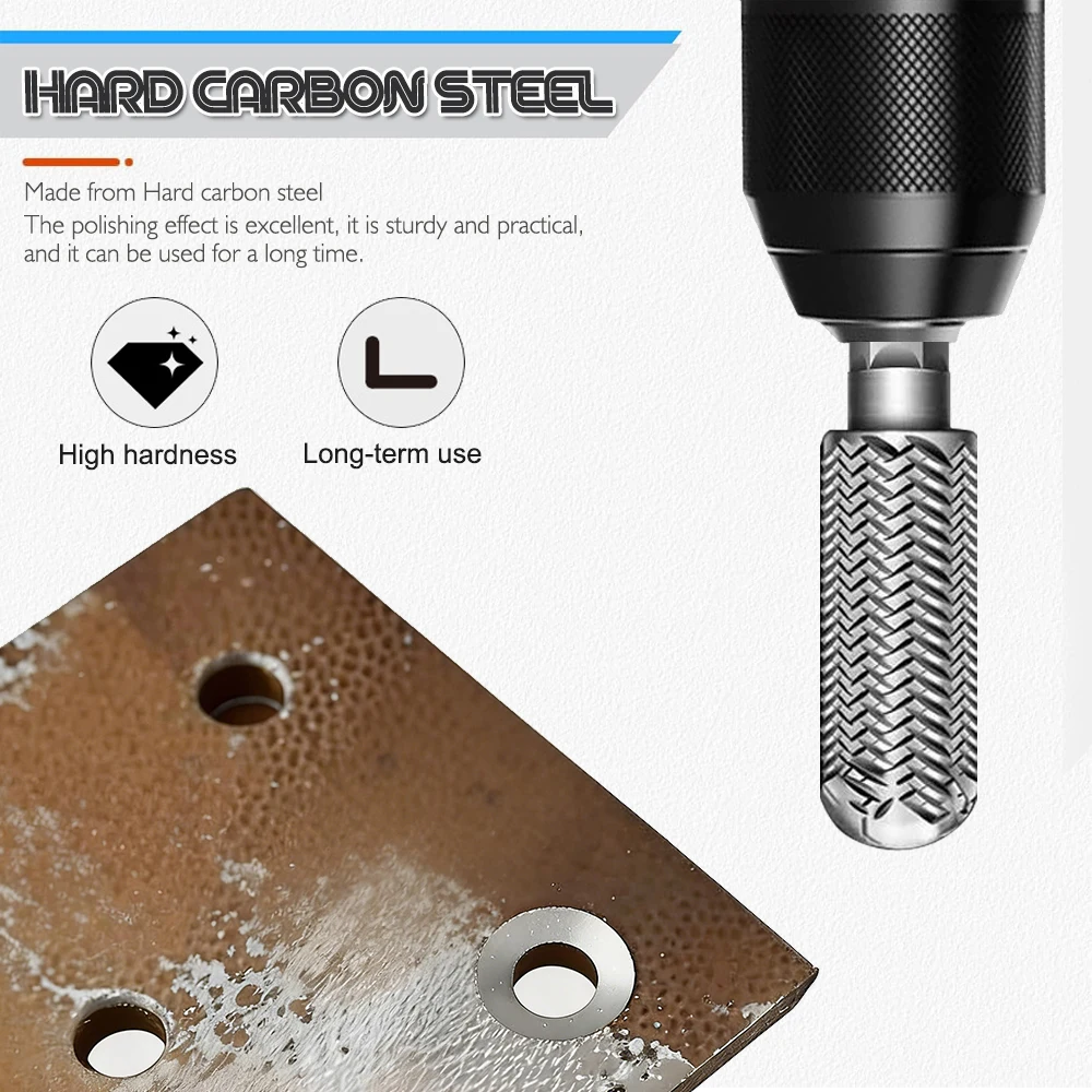 5pcs Hex Shank Rotary Steel File Set for Drilling, Grinding, Sanding & Engraving - Durable Carbon Steel, Dark Gray
