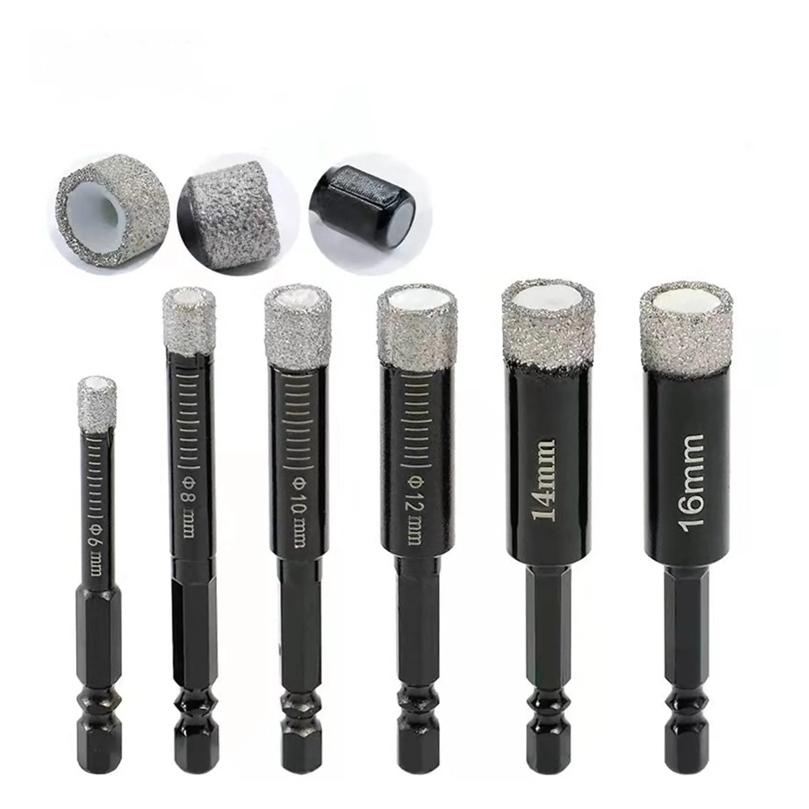 5-16mm Hexagonal Shank Brazed Dry Ceramic Tile Drill Bit Marble Granite Vitrified Tile Hole Opener Diamond Drill Bit Hole Saw