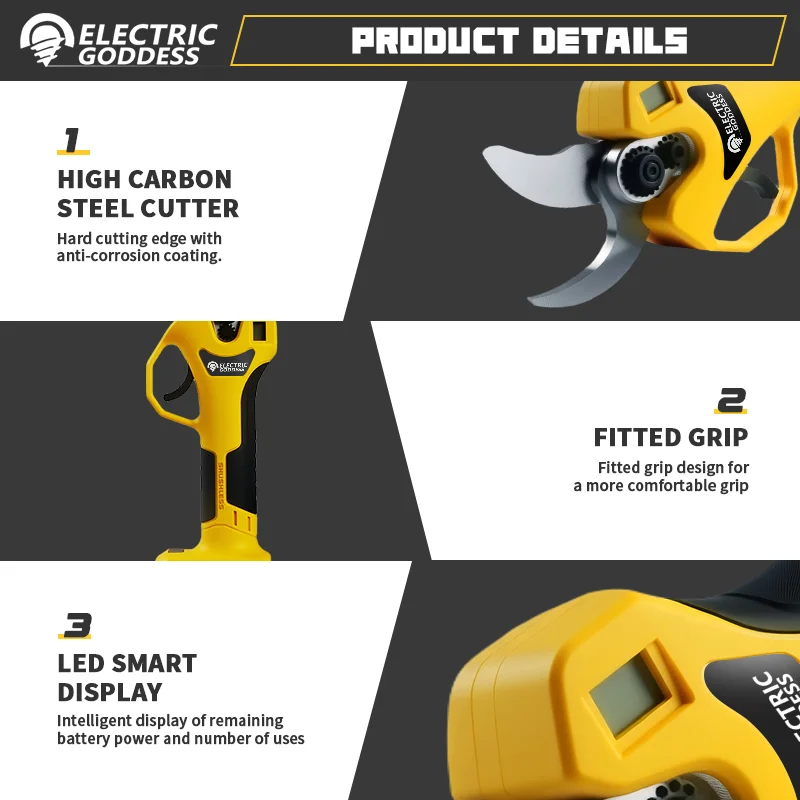 Brushless Electric Scissor Garden Trimmer 30mm Cutting Electric Pruning Shears Garden Power Tools for Dewalt 20V Battery Pins