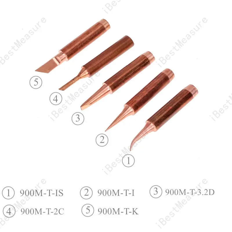 5PCS, Premium 900M series industrial soldering copper soldering iron tip set, perfect for electronic product maintenance