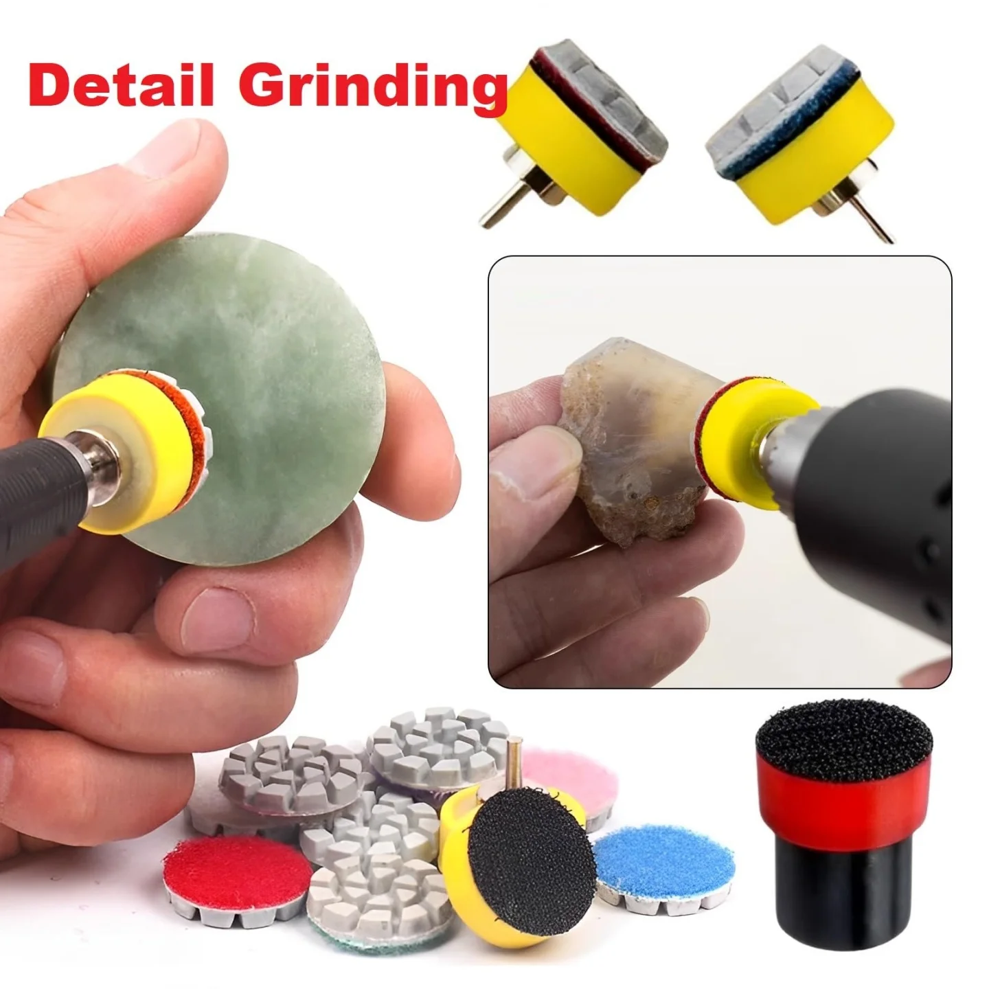 7PCS 1inch 25mm Mini Diamond Polishing Pad Wet Sanding Disc with 2.35mm/3mm Shank Backing Holder for Jade Agate Marble Polishing