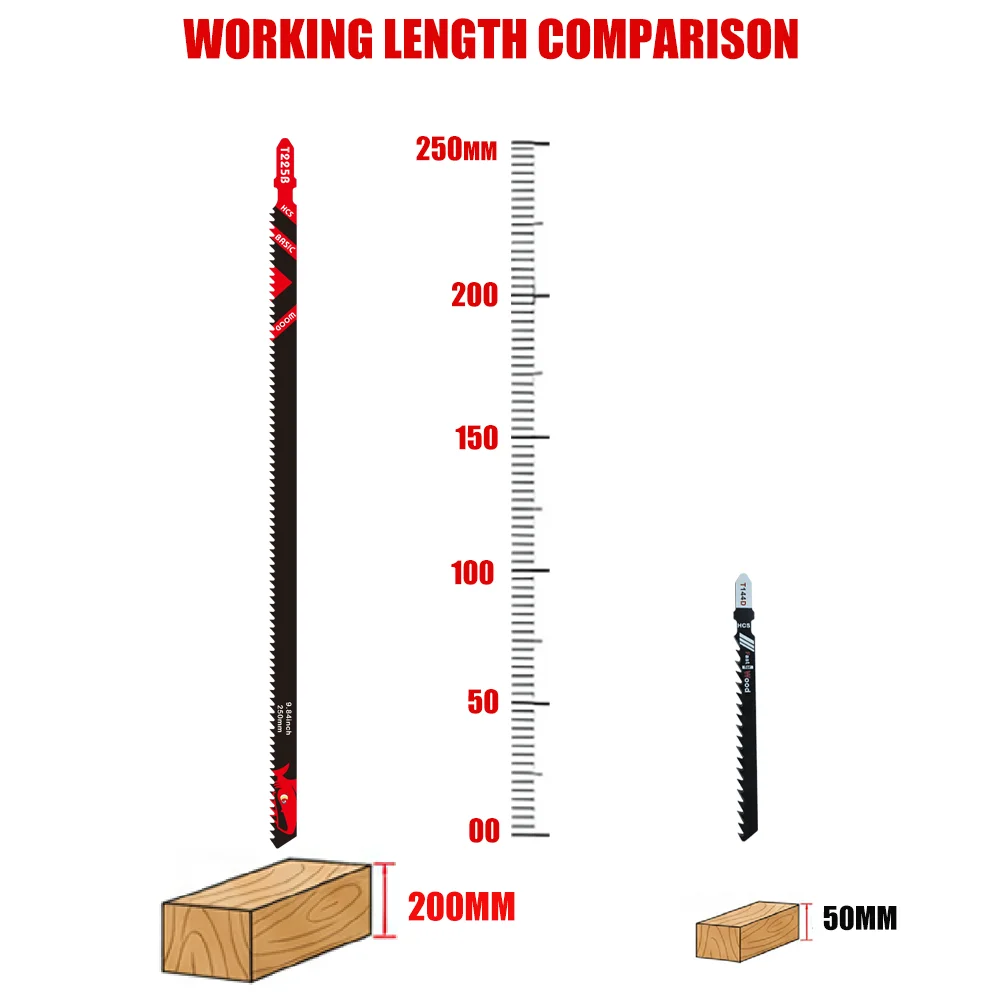 10-Inch 6Tpi Long Jigsaw Blades for Wood, 5/10/20-Pack T225B Sabre Saw Blades, Professional Woodworking Blades for Fast Cutting