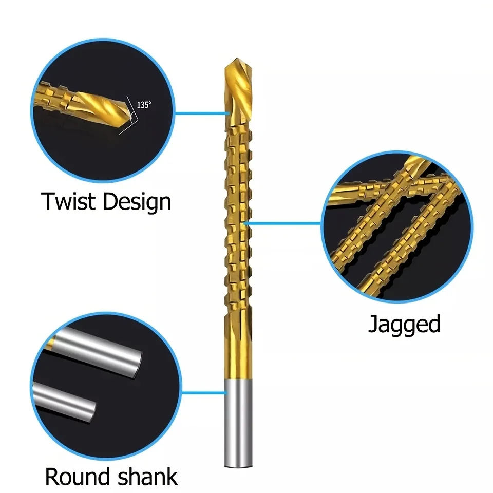 3pcs Titanium Coated High Speed Steel Drill Bit Electric Drill Hemp Flowers
