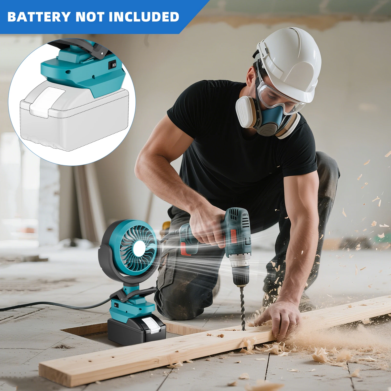 Nananuu Cordless Fan&Camping Light For Makita BL1830 Battery Camping Workshop Strong Wind Suitable Various Scenarios