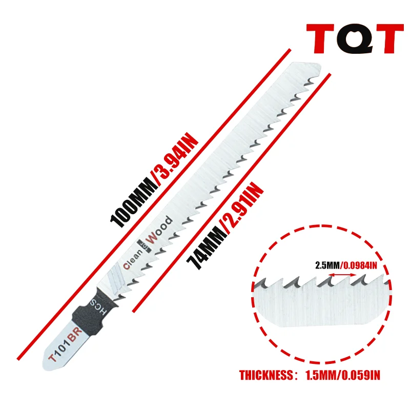 Tqt Jig Saw Blade 5Pcs T101Br Jigsaw Blades Set t Shank Wood Assorted Saw Blades for Woodworking Cutting Tool