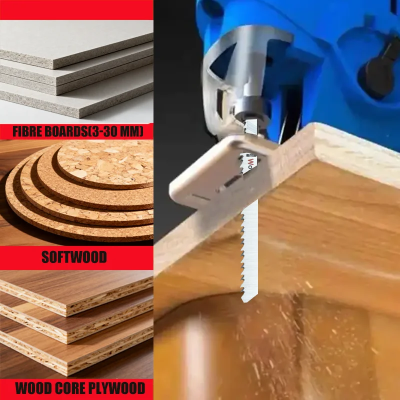 Tqt Jig Saw Blade 5Pcs T101Br Jigsaw Blades Set t Shank Wood Assorted Saw Blades for Woodworking Cutting Tool