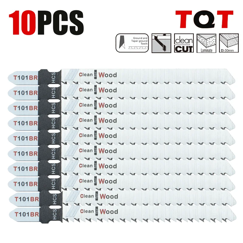 Tqt Jig Saw Blade 5Pcs T101Br Jigsaw Blades Set t Shank Wood Assorted Saw Blades for Woodworking Cutting Tool