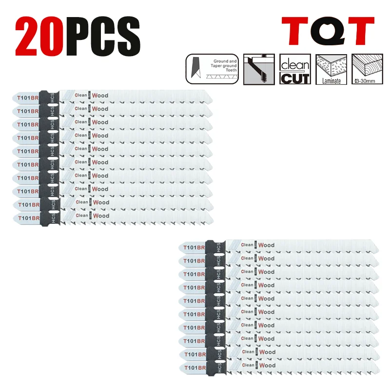 Tqt Jig Saw Blade 5Pcs T101Br Jigsaw Blades Set t Shank Wood Assorted Saw Blades for Woodworking Cutting Tool