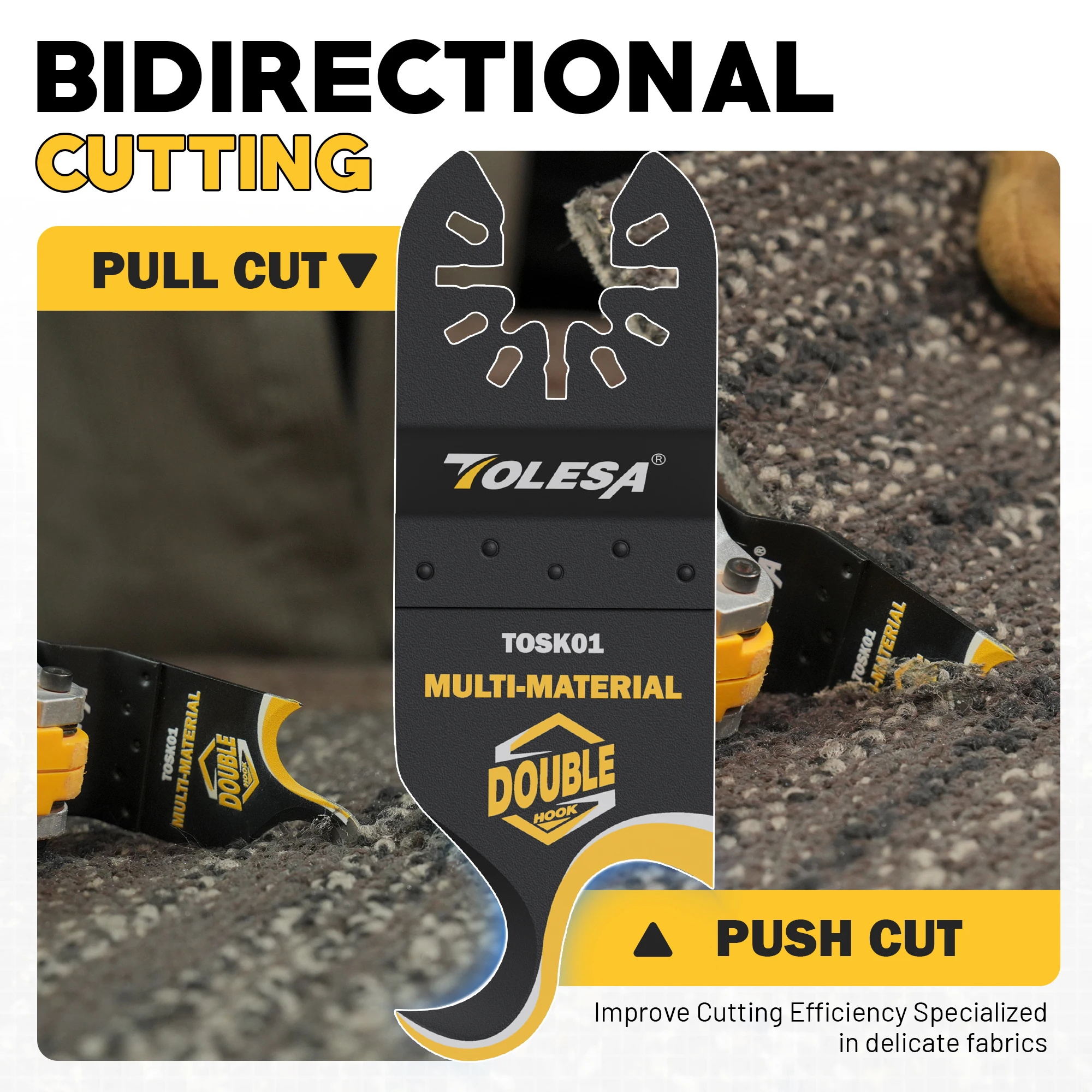 TOLESA 5PCS Oscillating Multi tool Hook Knife Blade, Multitool Saw Blades for Cutting Soft Materials Roofing Shingles Carpet