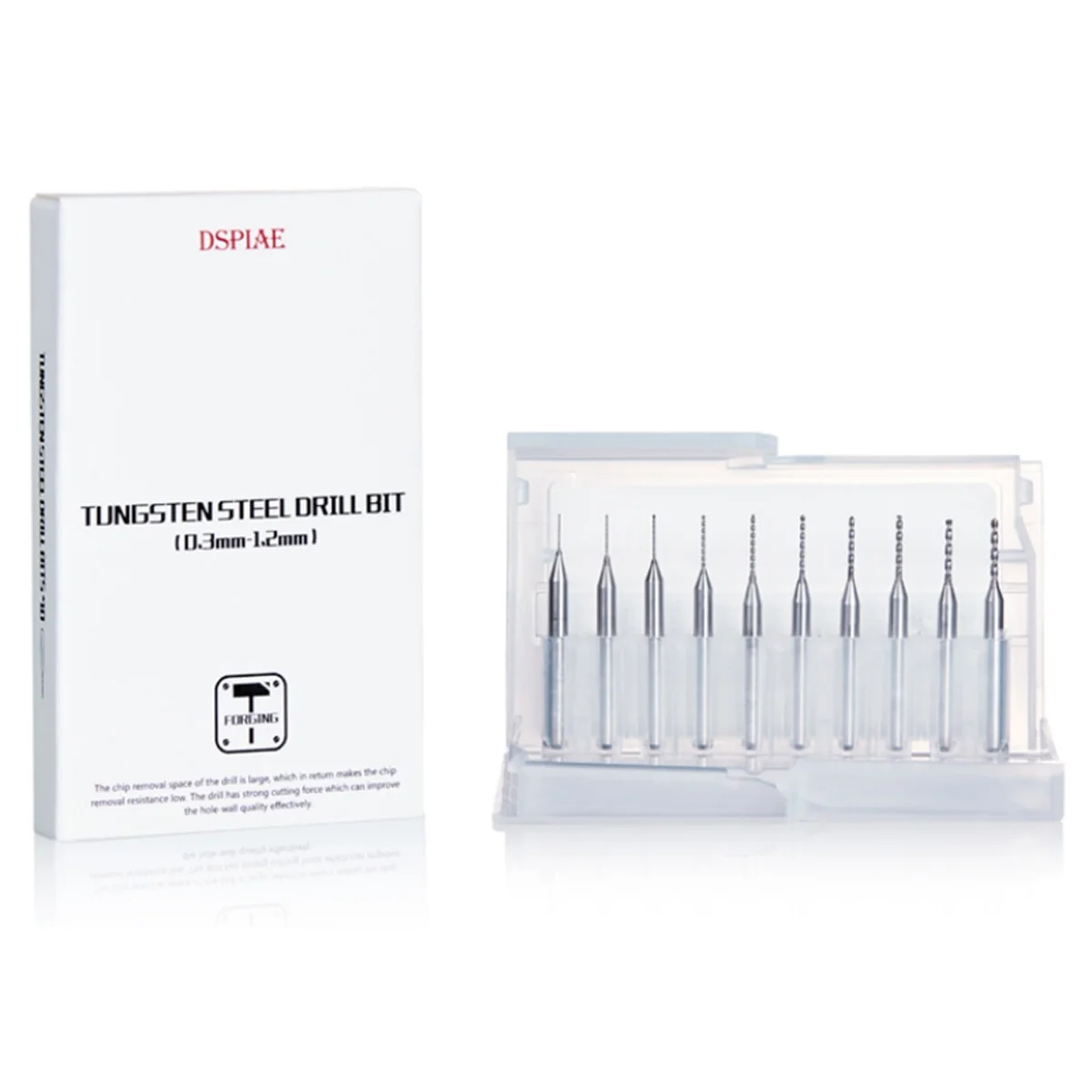 DSPIAE DB-03 Drill Bit 0.3-1.2mm Model Tool Sliver Hand Tool Hobby Accessory 10Pcs/set