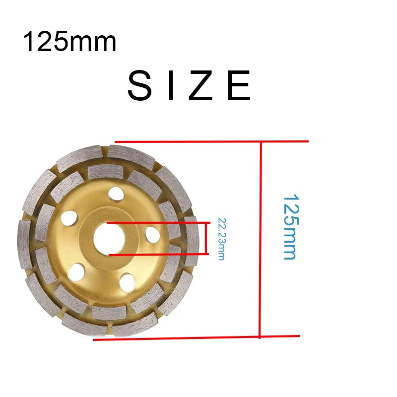 Large Diamond Grinding Disc Stone and Concrete Floor Grinder Wall Putty Angle Grinder Double-Row Grinding Cutting 100/125/150mm