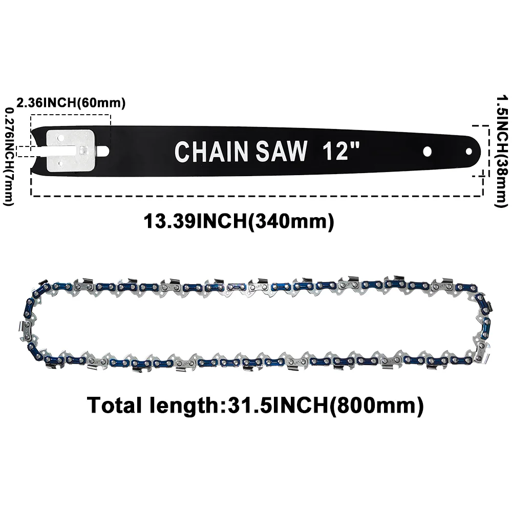 Patuopro 12 Inch Chainsaw Chains & Chainsaw Guide Bar Set 1/4 LP 62 Drive Links Original Replacement Chain Saw Chain Tools Parts