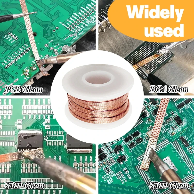 1.5/3/6/10M Copper Welding Wire Desoldering Mesh Braid Tape Welding Point Solder Soldering Tool of Electronic PCB Circuit Board