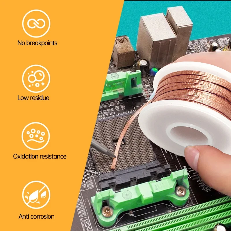 1.5/3/6/10M Copper Welding Wire Desoldering Mesh Braid Tape Welding Point Solder Soldering Tool of Electronic PCB Circuit Board