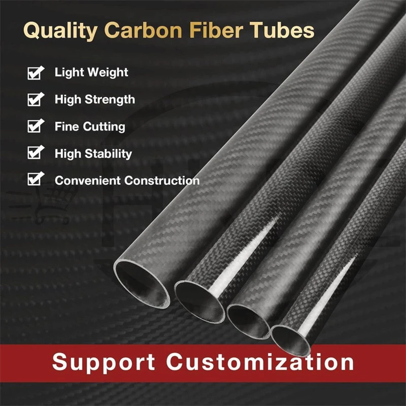 1Pcs 3K Carbon Fiber Tube Matte Twill Hardness Composite Material Length 200 /300/500mm OD 5mm to 50mm Fibre Tube