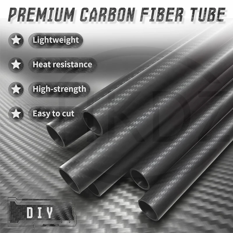 1Pcs 3K Carbon Fiber Tube Matte Twill Hardness Composite Material Length 200 /300/500mm OD 5mm to 50mm Fibre Tube