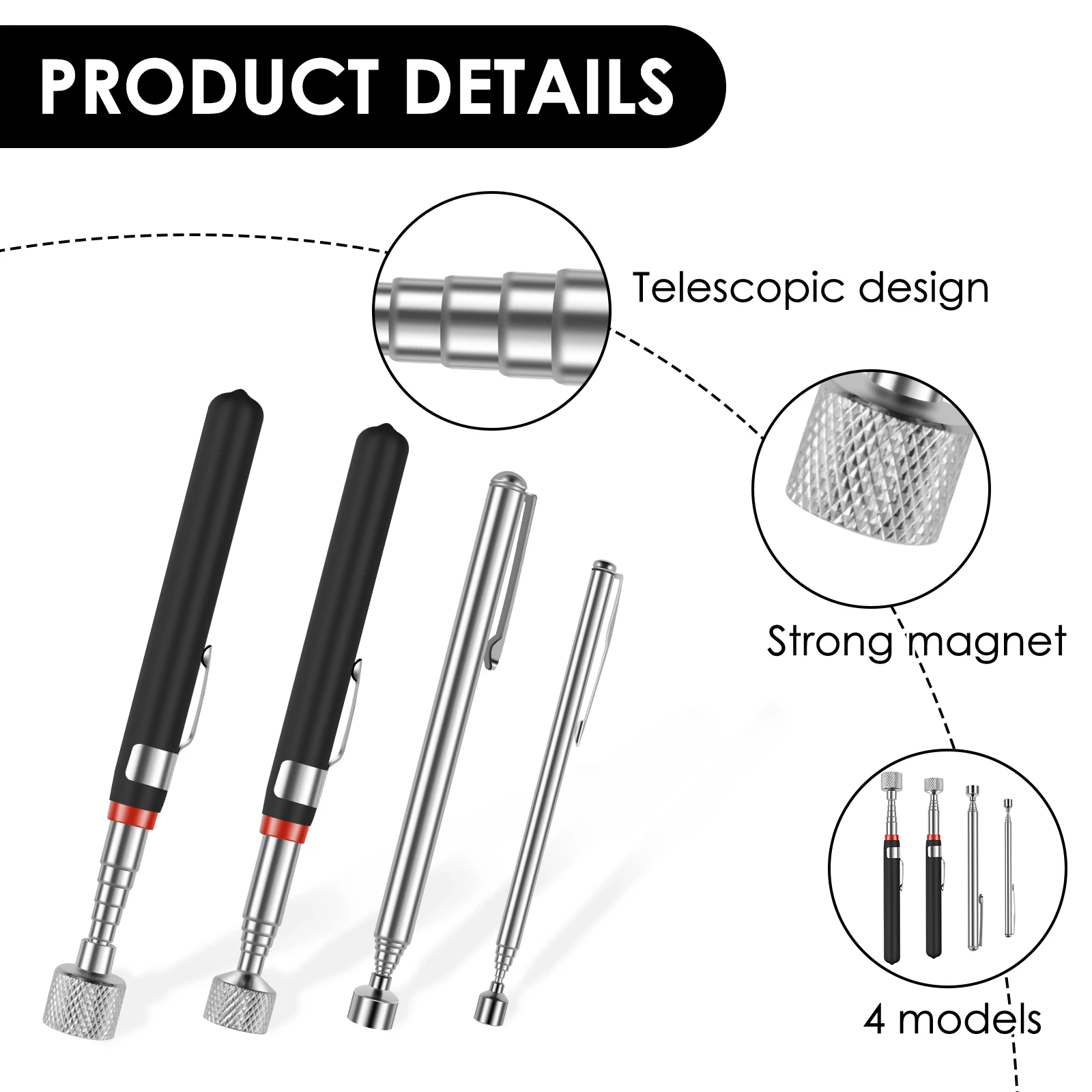 Telescopic Magnetic Pen Portable Metalworking Handy Tool Magnet Capacity for Picking Up Nut Bolt Adjustable Pickup Rod Stick