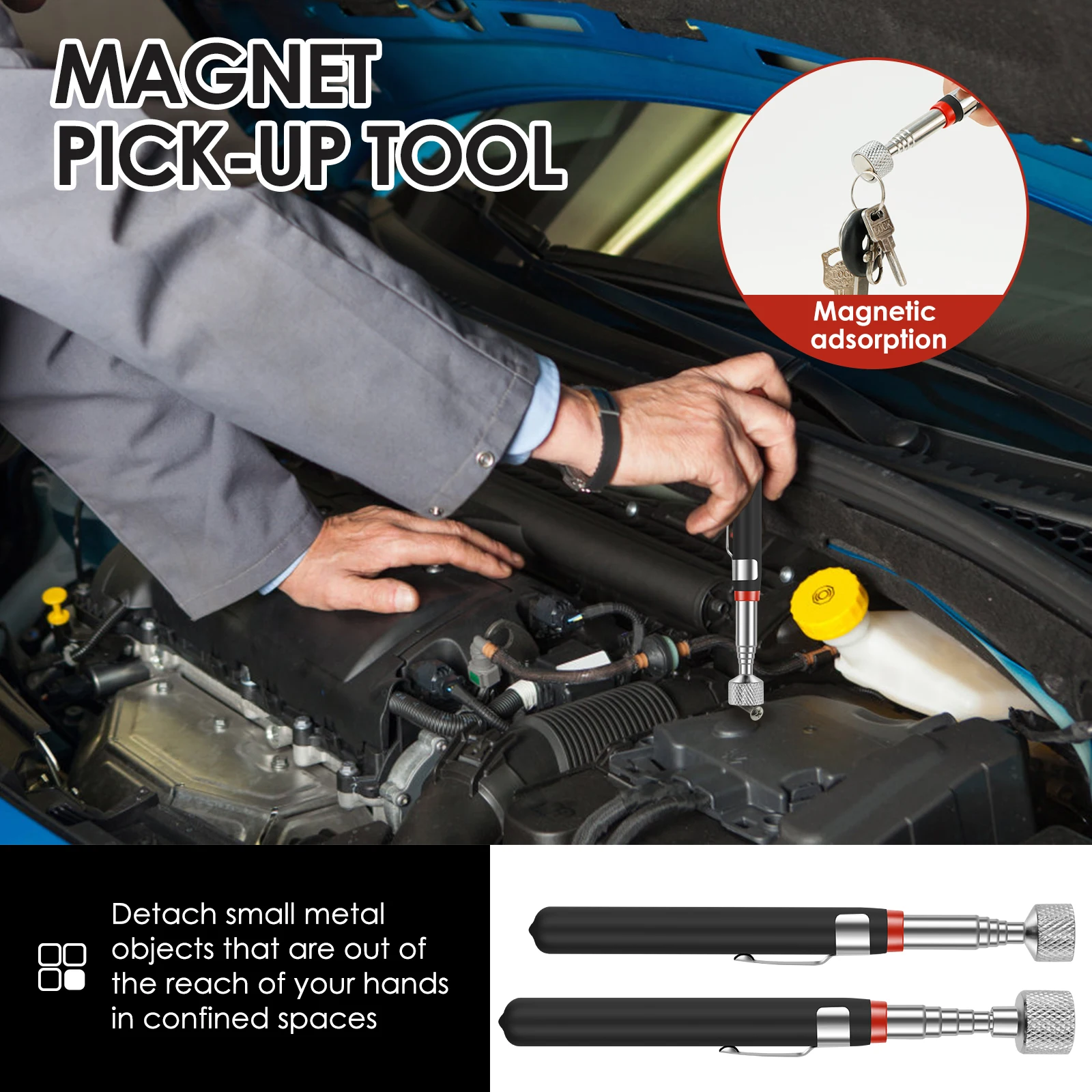 Telescopic Magnetic Pen Portable Metalworking Handy Tool Magnet Capacity for Picking Up Nut Bolt Adjustable Pickup Rod Stick