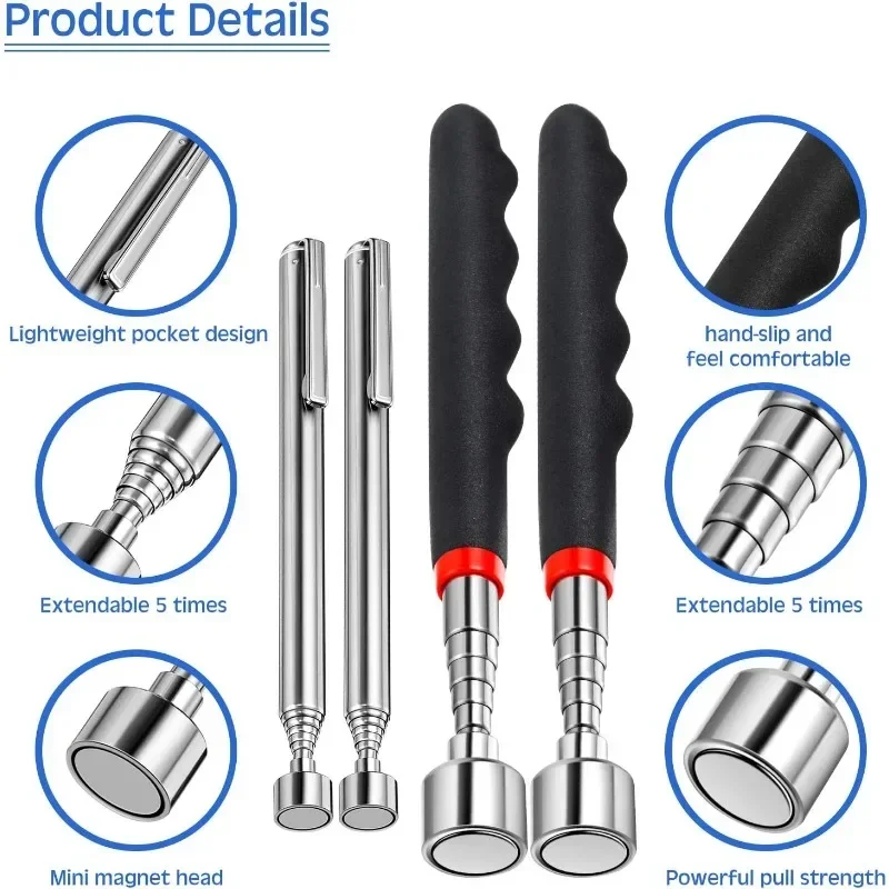Telescopic Magnetic Pen Portable Metalworking Handy Tool Magnet Capacity for Picking Up Nut Bolt Adjustable Pickup Rod Stick