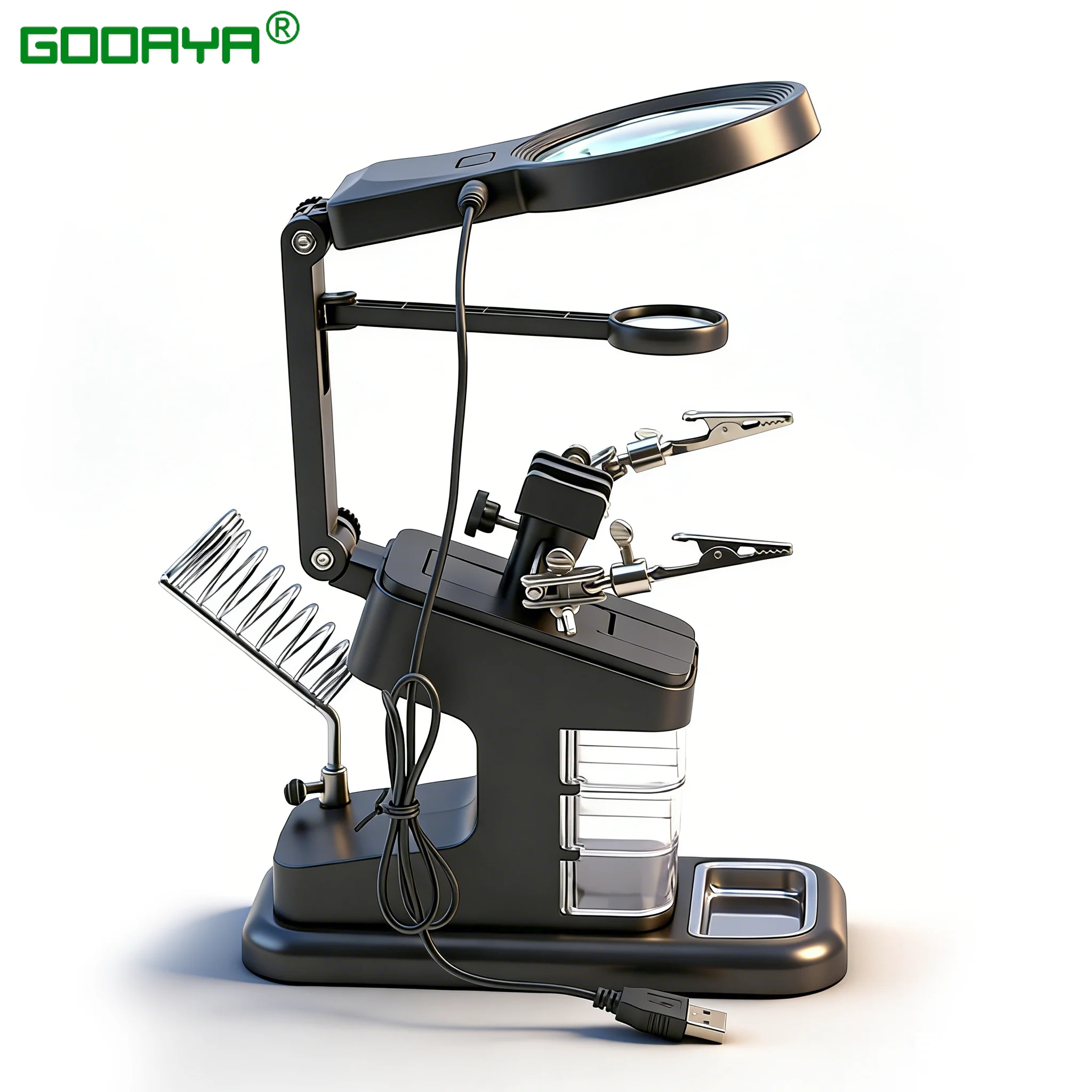 Welding Magnifying Glass LED Light Auxiliary Clip loupe Magnifier 3 In1 Hand Soldering Solder Iron Stand Holder Station